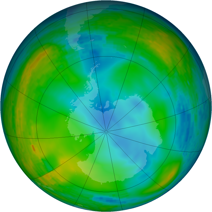 Antarctic ozone map for 24 July 1993